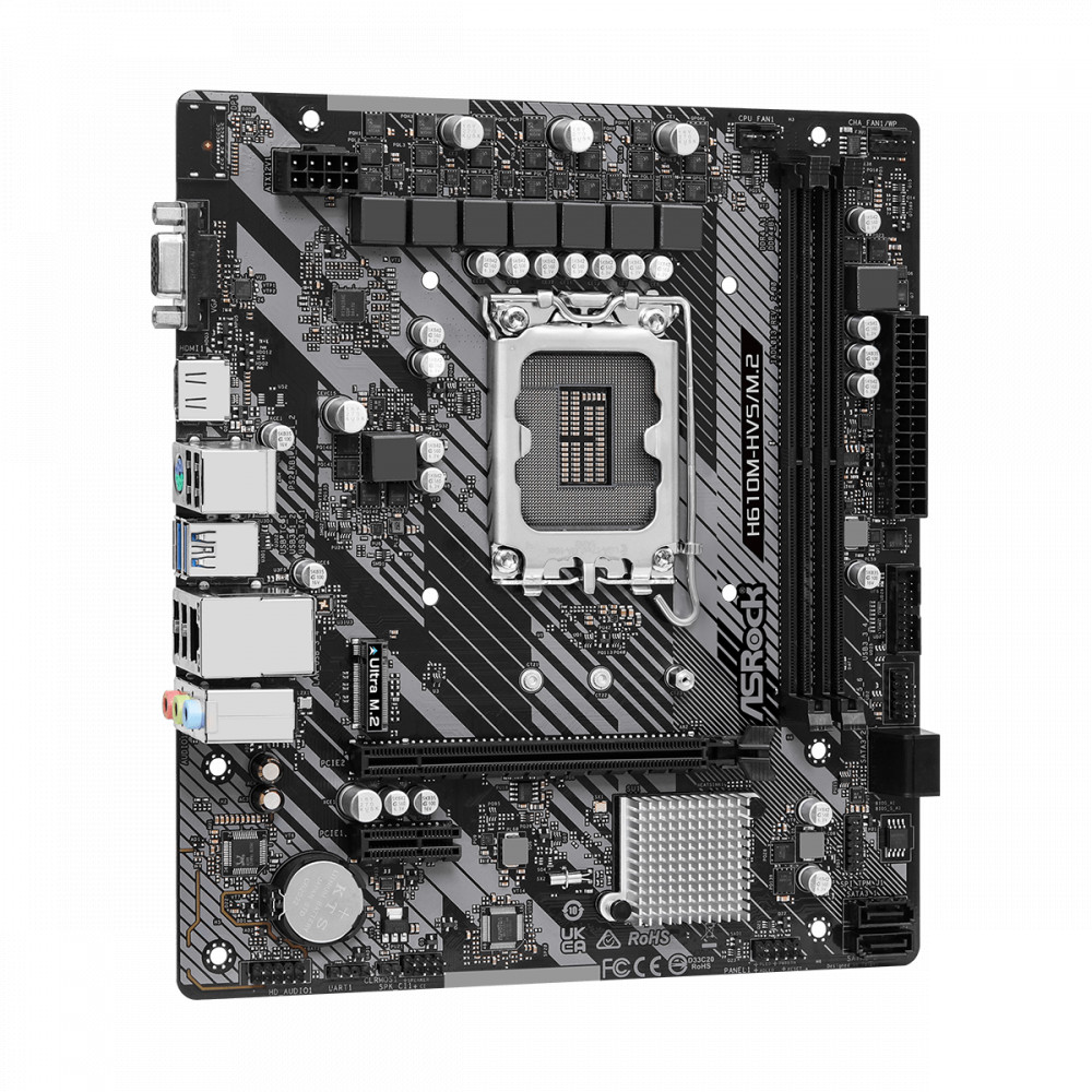 Материнская плата ASRock H610M-HVS/M.2 R2.0 DDR4 Micro-ATX, LGA 1700 - миниатюра 3
