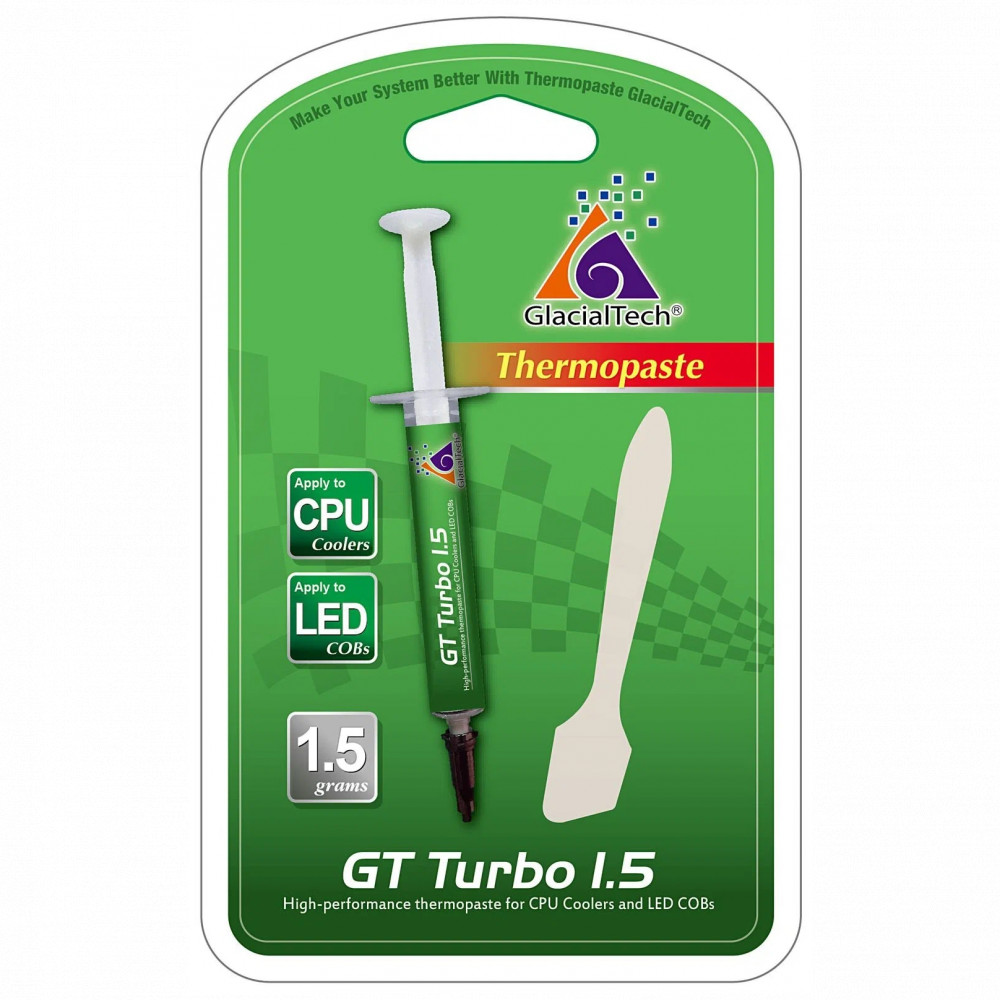 Система охлаждения Glacialtech GlacialTech GT Turbo, шприц, 1.5g, White AD-E8290000AP1001 Термопаста — фото товара