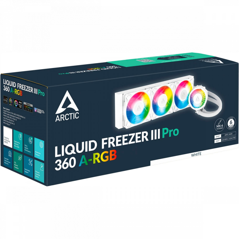 Система охлаждения ARCTIC Cooling Liquid Freezer III Pro 360 ARGB White ACFRE00188A Для процессора - миниатюра 5