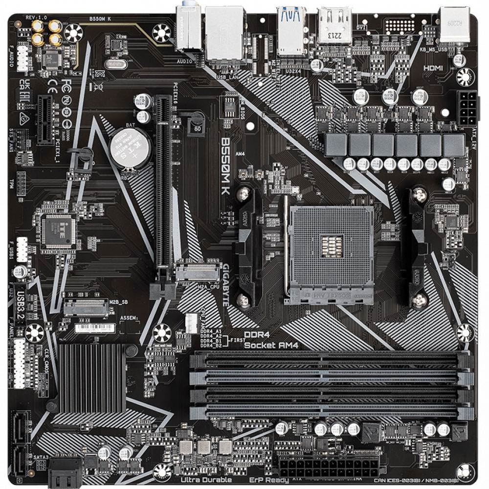 Материнская плата Gigabyte B550M K Micro-ATX, AMD AM4 - миниатюра 3