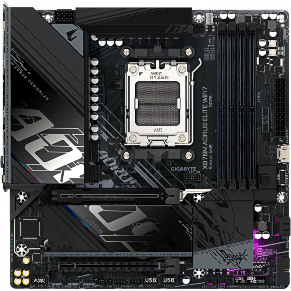 Материнская плата Gigabyte X870M AORUS ELITE WIFI7 X870M A ELITE WF7 Micro-ATX, AMD AM5 — фото товара