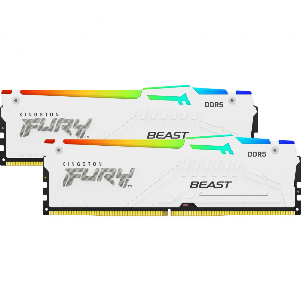 ОЗУ Kingston FURY Beast White RGB KF556C36BWEAK2-64 DIMM, DDR5, 64 Гб (2 х 32 Гб), 5600 МГц — фото товара