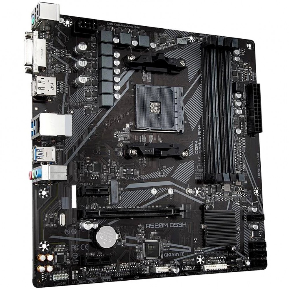 Материнская плата Gigabyte A520M DS3H AC Micro-ATX, AMD AM4 - миниатюра 2