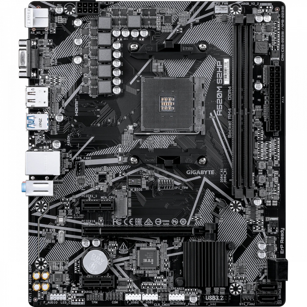 Материнская плата Gigabyte A520M S2HP rev. 1.0 A520M S2HP (rev. 1.0) Micro-ATX, AMD AM4 — фото товара
