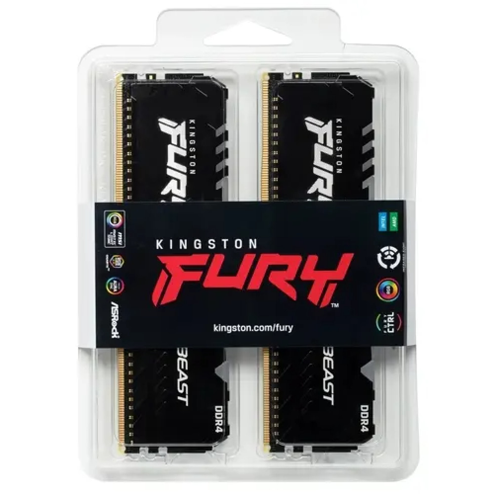 ОЗУ Kingston FURY Beast RGB KF432C16BB12AK2/32 DIMM, DDR4, 32 Гб (2 х 16 Гб), 3200 МГц - миниатюра 4