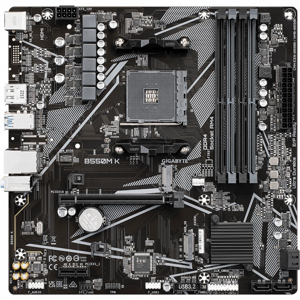 Материнская плата Gigabyte B550M K DDR4 Micro-ATX, AMD AM4 — фото товара