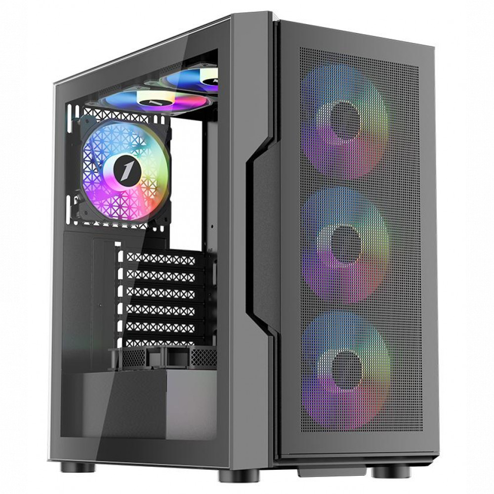Корпус 1STPLAYER T7 P Black T7-P-BK-4F7 Mid-Tower — фото товара
