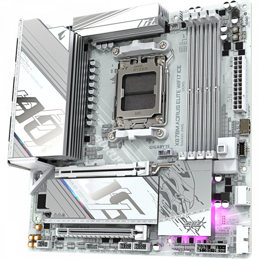 Материнская плата Gigabyte X870M A ELITE WF7 ICE Micro-ATX, AMD AM5 - миниатюра 2