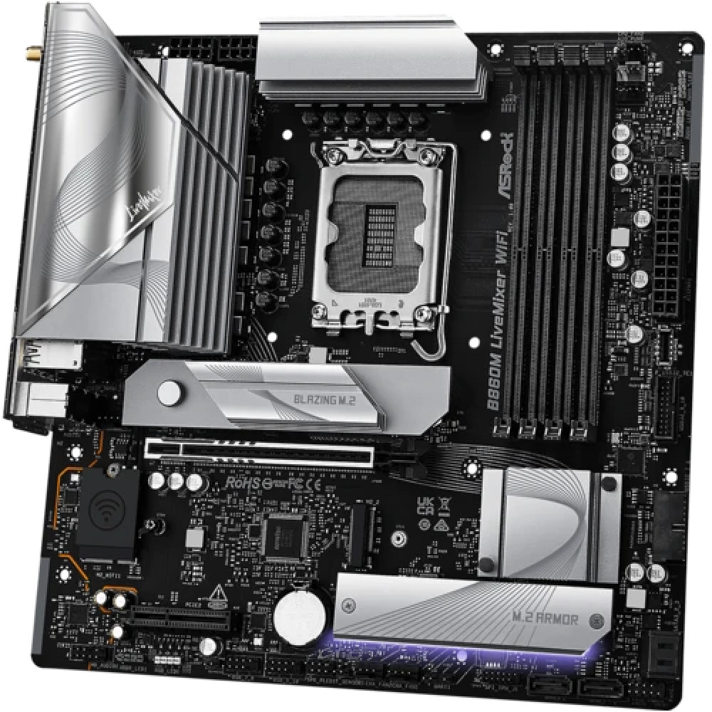 Материнская плата ASRock B860M LiveMixer WiFi B860M LIVEMIXER WIFI Micro-ATX, LGA 1851 - миниатюра 2