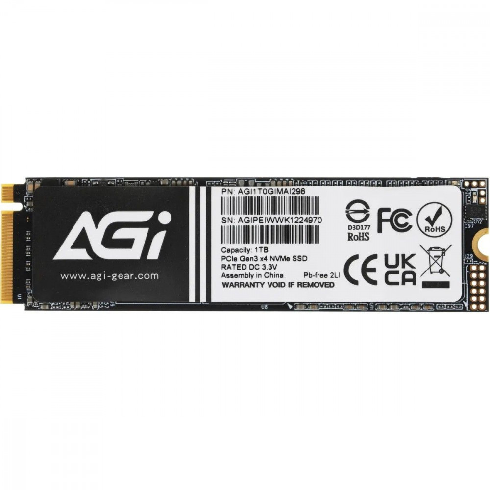 Жесткий диск AGI AI298 AGI1T0GIMAI298-CB SSD (твердотельные), 1 ТБ, M.2, PCIe — фото товара