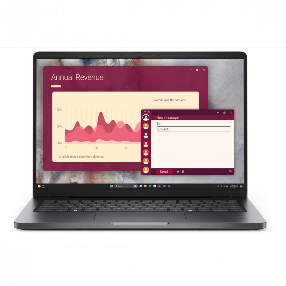 Ноутбук Dell Pro 14 PC14250 BTO108_PC14250_EMEA 14 ", WUXGA 1920x1200 (16:10), Intel, Core Ultra 7, 32 Гб, 512 ГБ, Intel Graphics, Windows 11 Pro - миниатюра 2