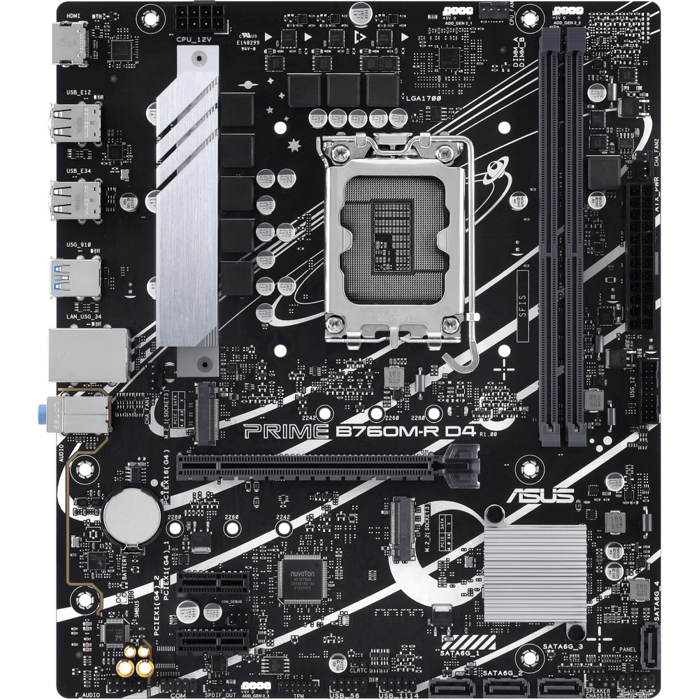 Материнская плата Asus PRIME B760M-R D4 Micro-ATX, LGA 1700 — фото товара