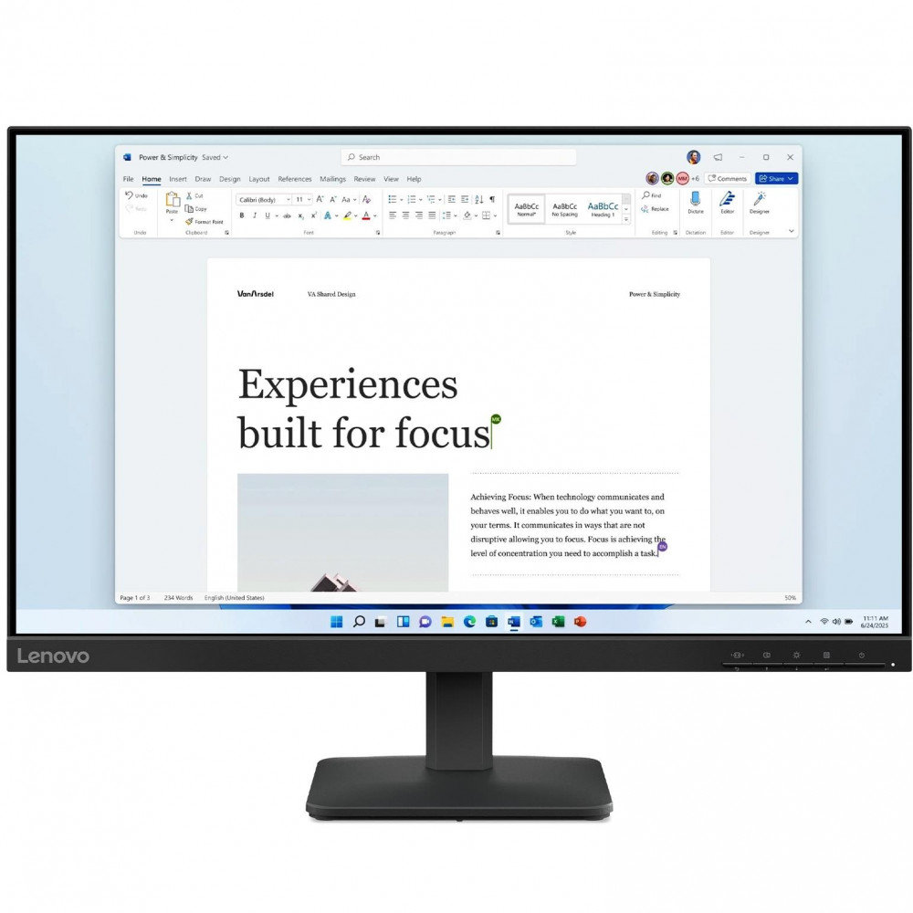 Монитор Lenovo L24-4e 68C2KAC1EU 23.8 ", IPS, Full HD 1920x1080 (16:9), 100 Гц - миниатюра 2