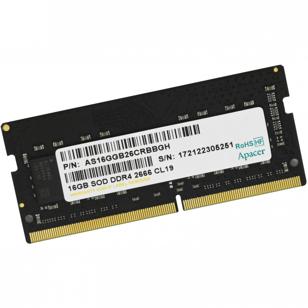 ОЗУ Apacer 16 ГБ ES.16G2V.PRH SO-DIMM, DDR4, 16 Гб, 2666 МГц — фото товара