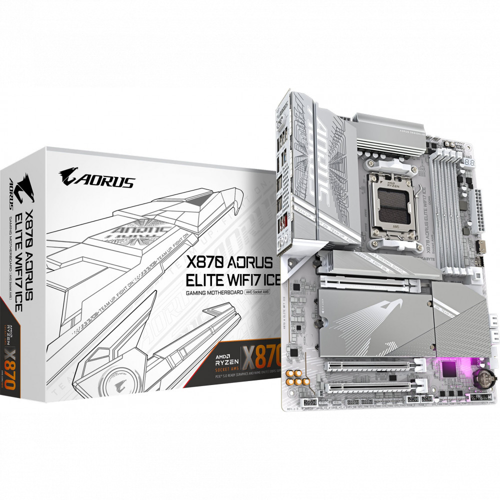 Материнская плата Gigabyte X870 A ELITE WF7 ICE 1.0 ATX, AMD AM5 — фото товара