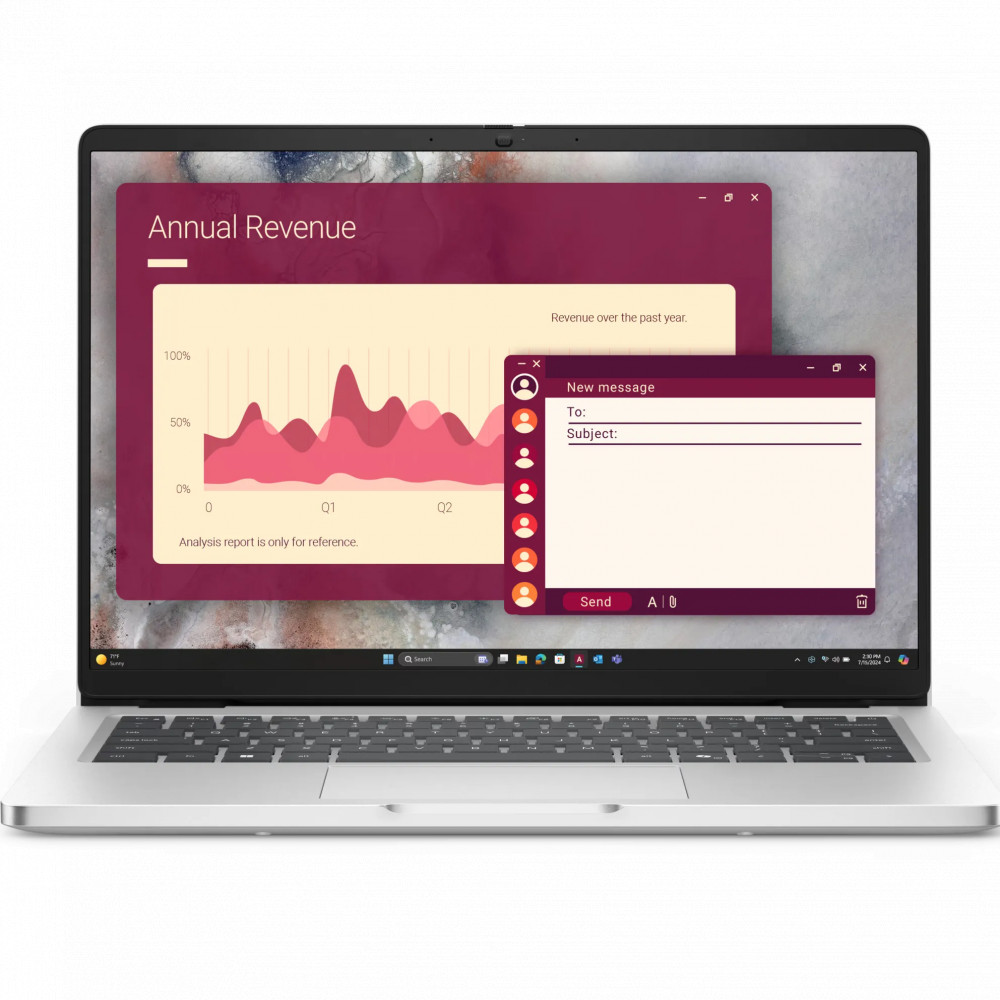Ноутбук Dell Pro 14 PC14250 210-BQHF/BTO121_PC14250_EMEA 14 ", WUXGA 1920x1200 (16:10), Intel, Core Ultra 7, 16 Гб, 512 ГБ, Intel Graphics, Windows 11 Pro - миниатюра 2