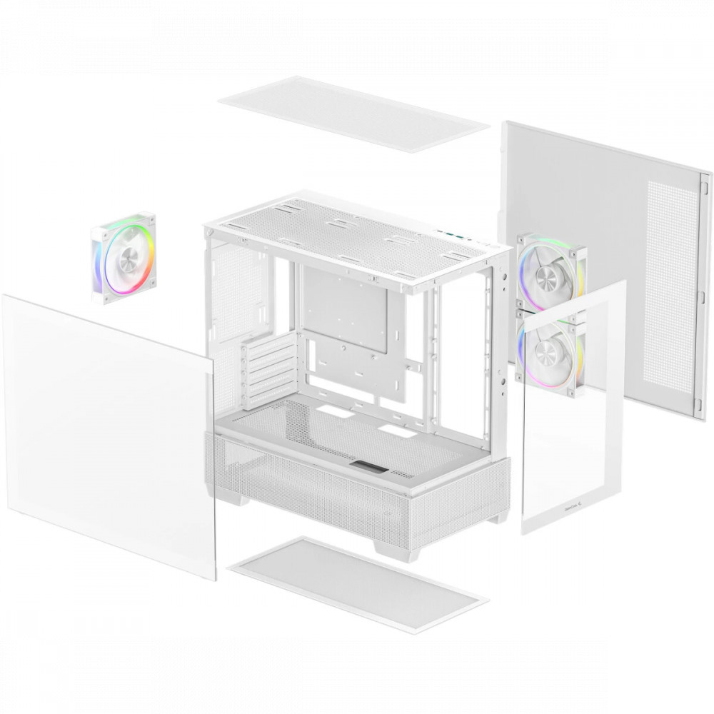 Корпус Deepcool CG380 3F White R-CG380-WHAGM3-G Mini-Tower - миниатюра 5