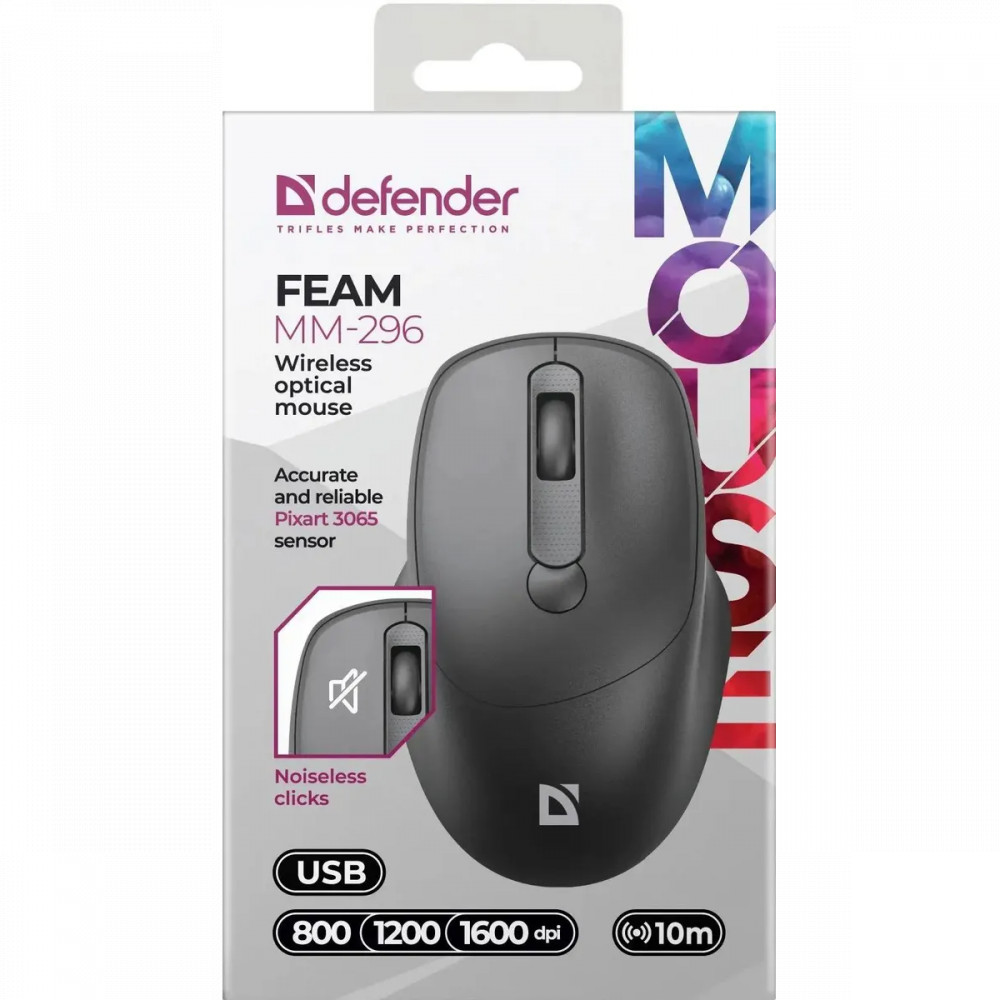Мышь Defender MM-296 52296 Бюджетные, Беспроводная - миниатюра 2