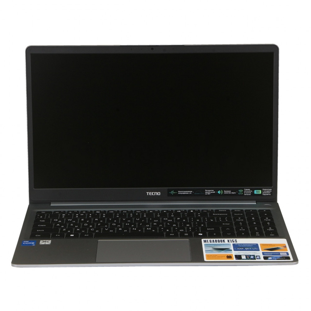 Ноутбук TECNO K15SRA SPACE GREY 512GB 15.6 ", FHD 1920x1080 (16:9), Intel, Core i5, 16 Гб, 512 ГБ, Intel UHD Graphics, Windows 11 Home — фото товара