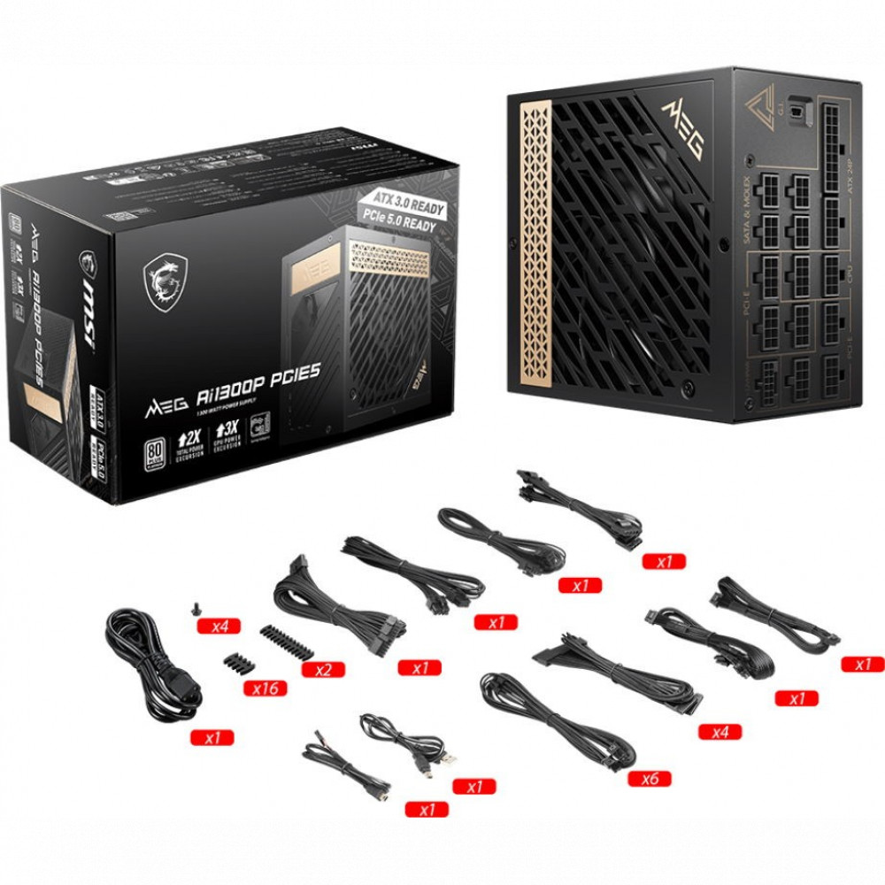 Блок питания MSI MEG Ai1300P PCIE5 1300 Вт - миниатюра 5