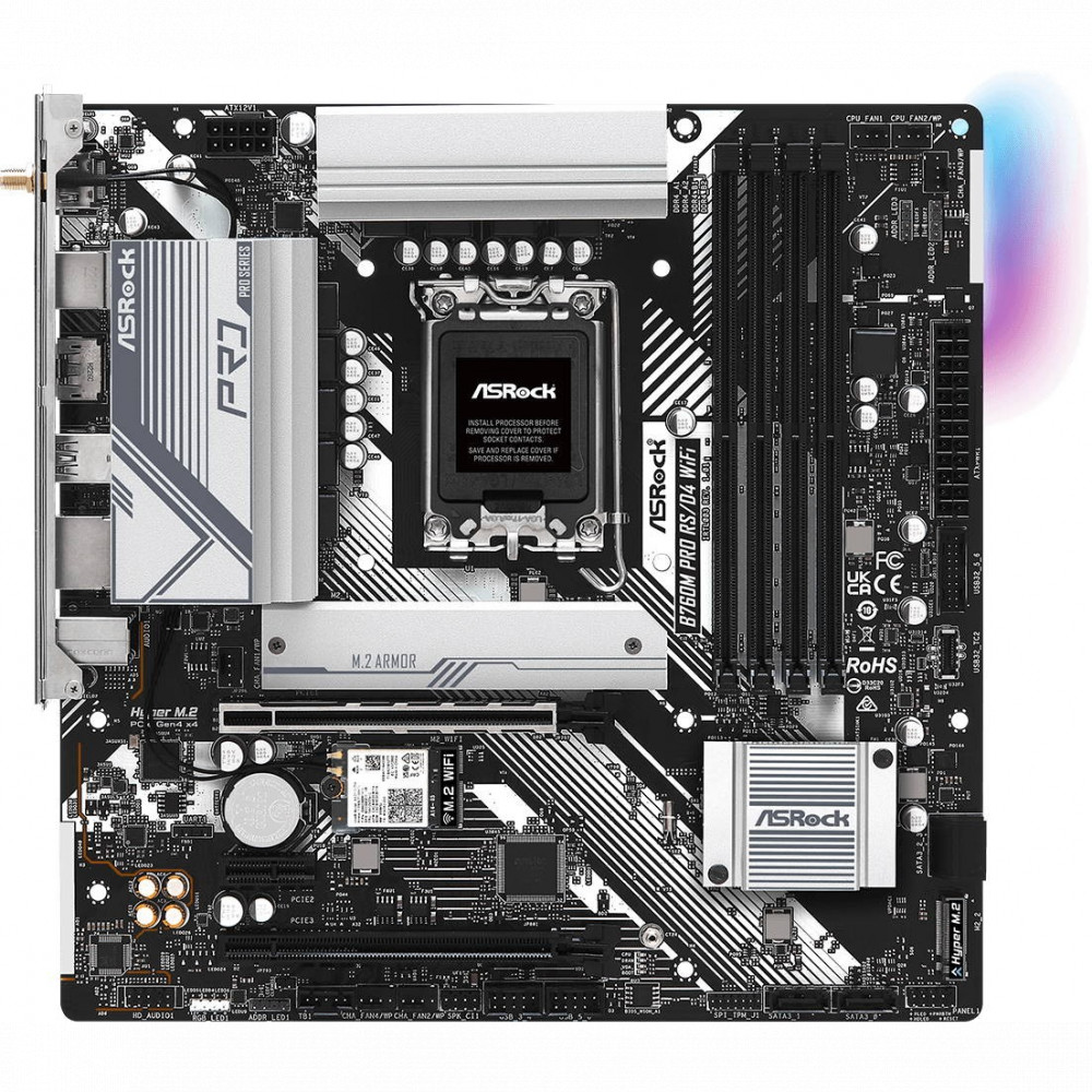 Материнская плата ASRock B760M Pro RS/D4 WiFi 90-MXBKZ0-A0UAYZ Micro-ATX, LGA 1700 - миниатюра 2