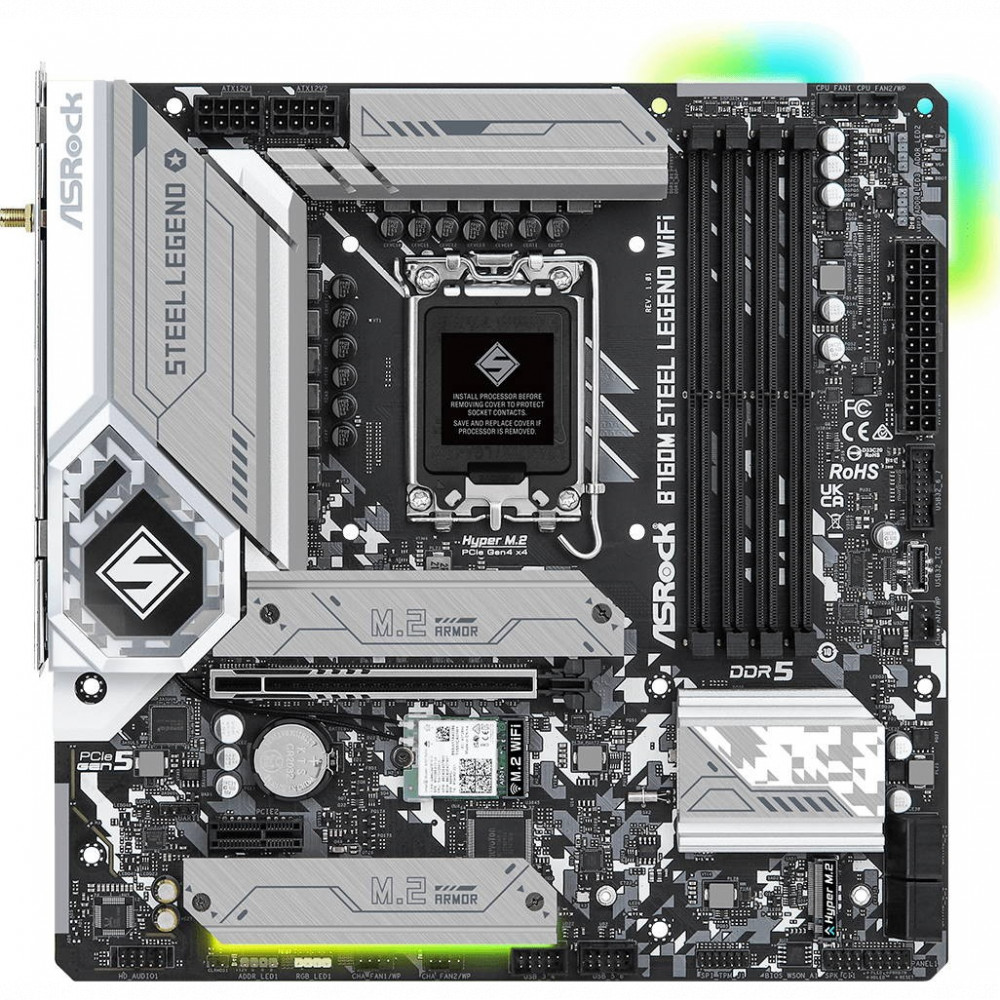 Материнская плата ASRock B760M STEEL LEGEND WIFI Micro-ATX, LGA 1700 - миниатюра 2