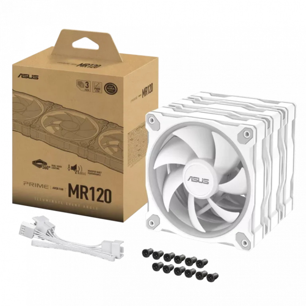 Система охлаждения Asus PRIME MR120 FAN ARGB WHITE 3IN1 - миниатюра 4