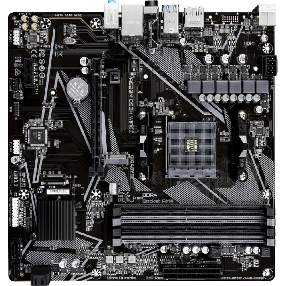 Материнская плата Gigabyte A520M DS3H WF6E Micro-ATX, AMD AM4 — фото товара