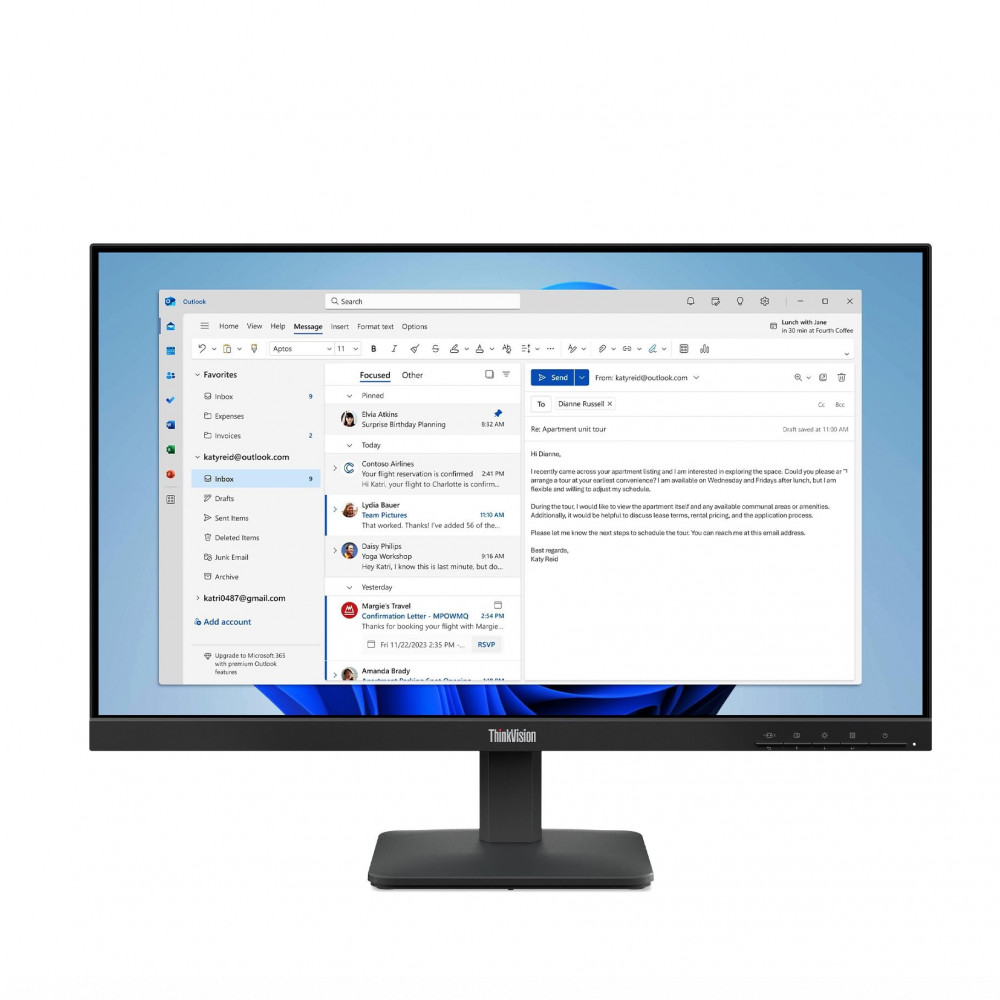 Монитор Lenovo ThinkVision S24-4e 64B5KAT1EU 23.8 ", IPS, Full HD 1920x1080 (16:9), 100 Гц — фото товара