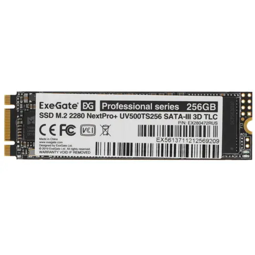 Жесткий диск ExeGate NextPro+ UV500TS256 EX280472RUS SSD (твердотельные), 256 ГБ, M.2, SATA — фото товара