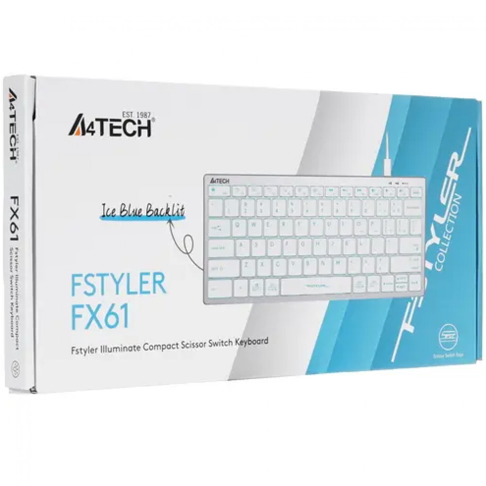 Клавиатура A4Tech Fstyler FX61-Ice Blue-LED USB Проводная, USB - миниатюра 7