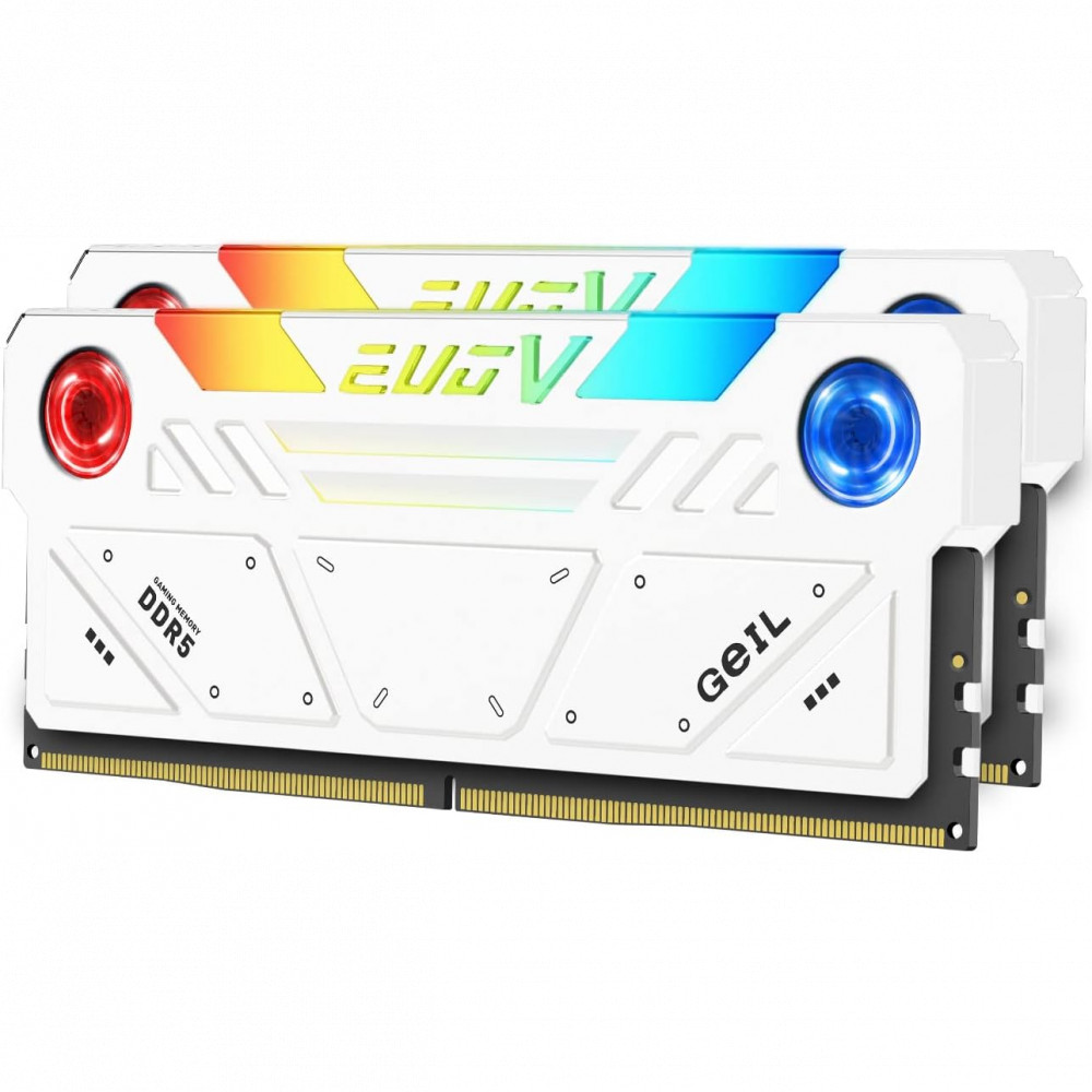 ОЗУ Geil EVO V RGB White GESW532GB8000C38ADC DIMM, DDR5, 32 Гб (2 х 16 Гб), 8000 МГц — фото товара