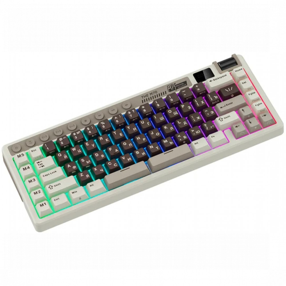 Клавиатура Royal Kludge M70 Mokko Grey (Cream Switch) 6935280827112 Беспроводная, Bluetooth - миниатюра 6