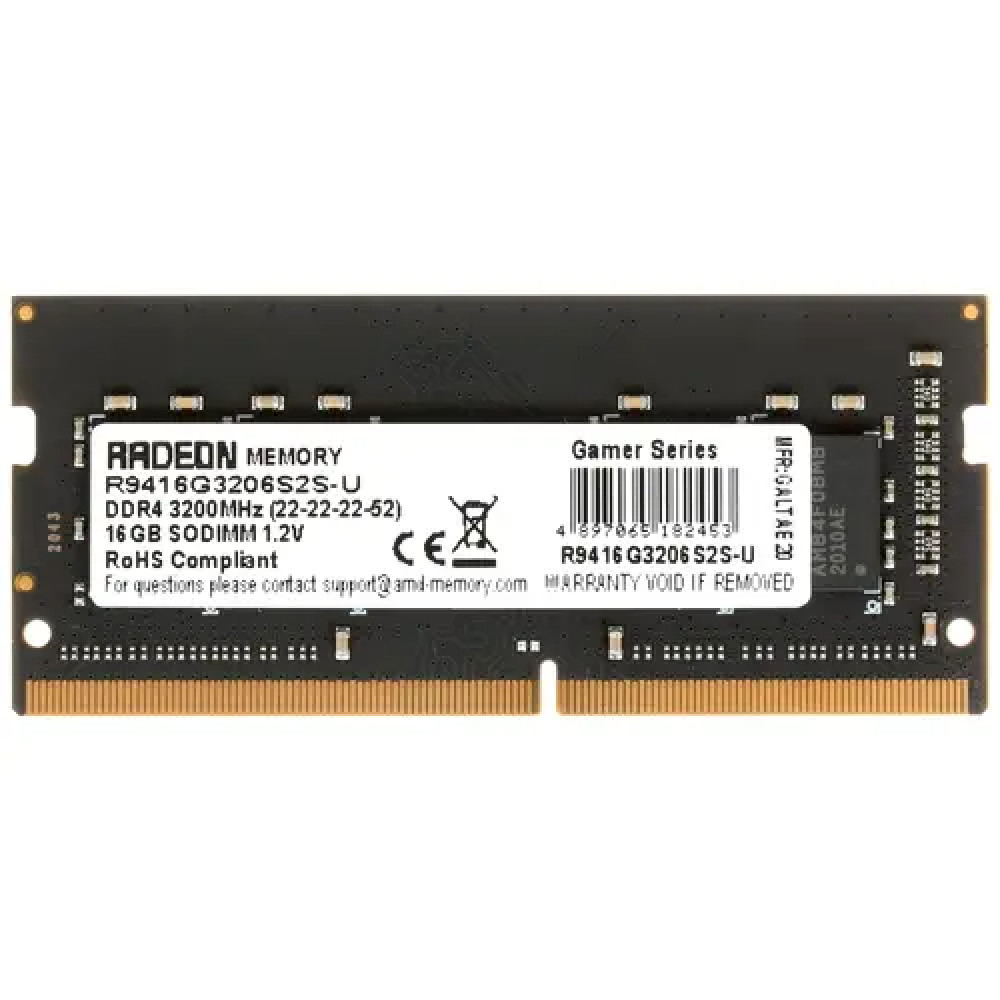 ОЗУ AMD Radeon R7 R9416G3206S2S-U SO-DIMM, DDR4, 16 Гб, 3200 МГц — фото товара