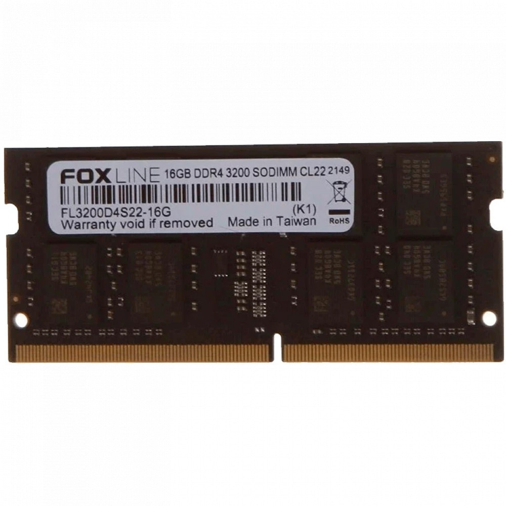 ОЗУ Foxline SODIMM 16GB 3200 DDR4 FL3200D4S22S-16G SO-DIMM, DDR4, 16 Гб, 3200 МГц — фото товара