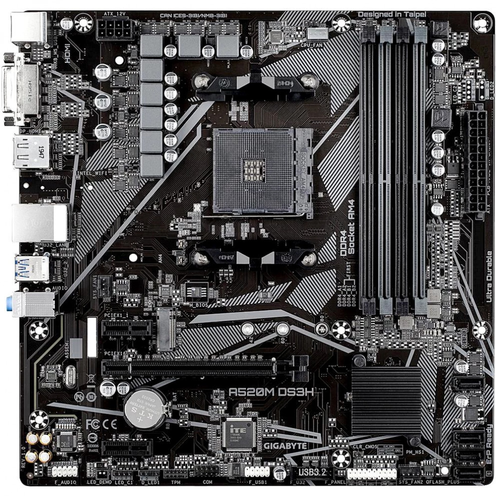 Материнская плата Gigabyte A520M DS3H AC Micro-ATX, AMD AM4 - миниатюра 3
