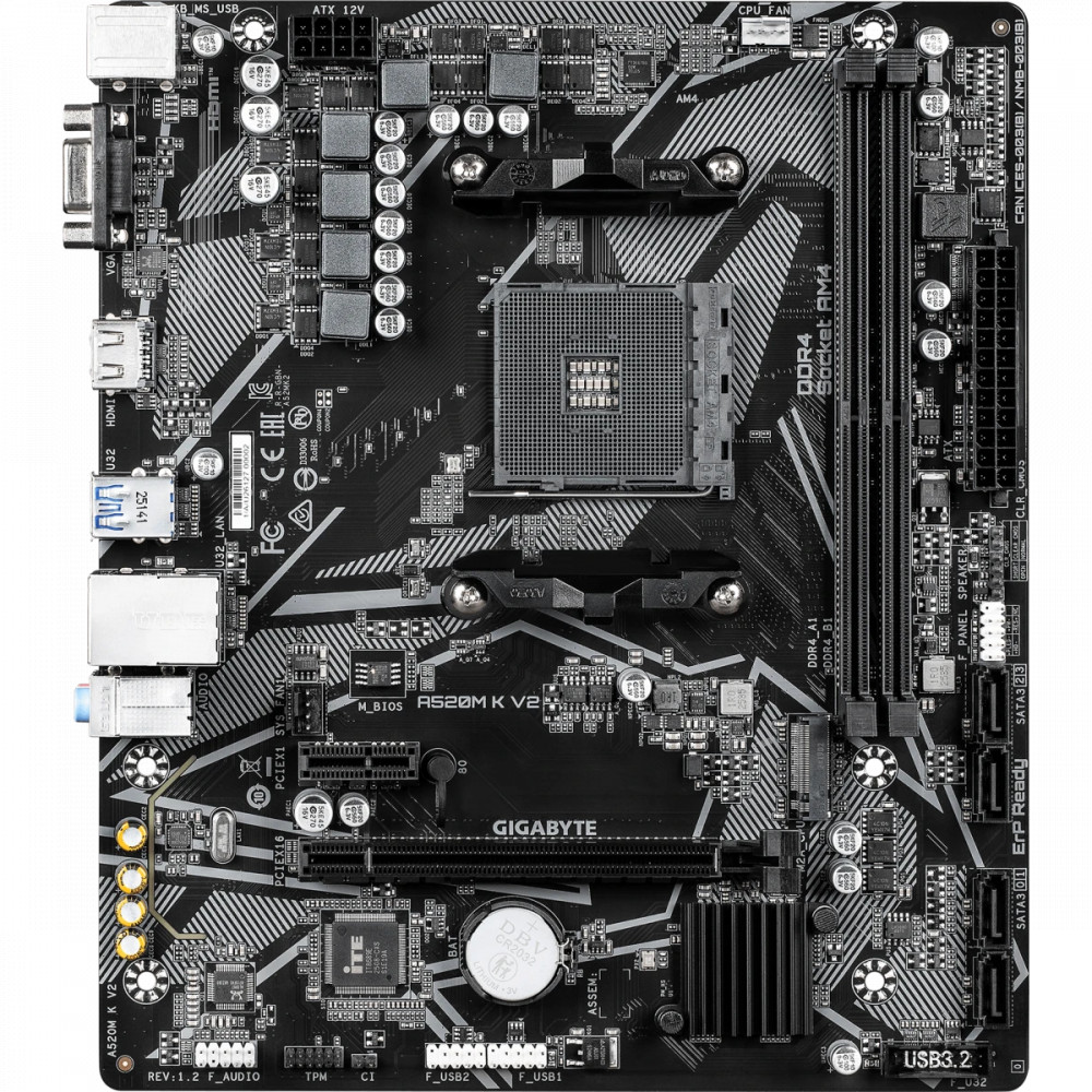 Материнская плата Gigabyte A520M K V2 rev.1.2 Micro-ATX, AMD AM4 — фото товара