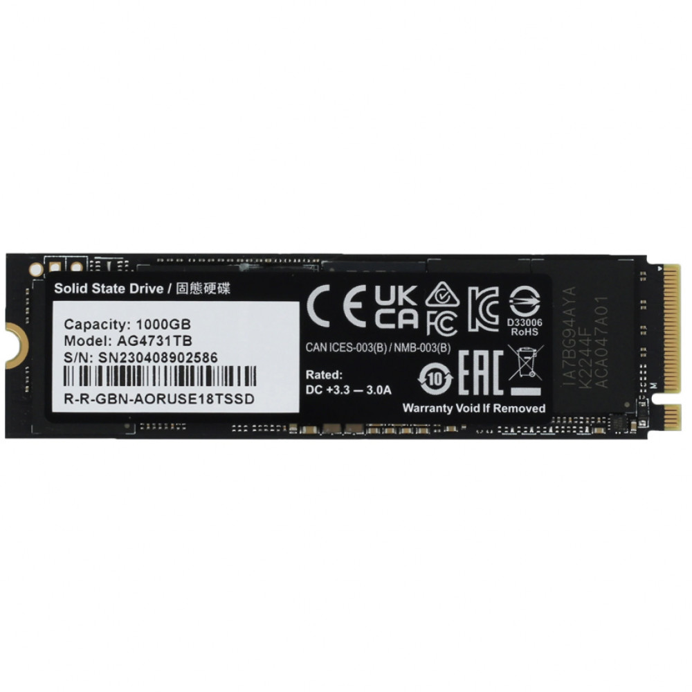 Жесткий диск Gigabyte AORUS 7300 AG4731TB N SSD (твердотельные), 1 ТБ, M.2, PCIe — фото товара
