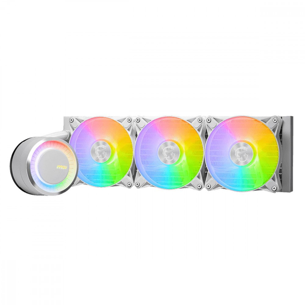 Система охлаждения MSI MAG CORELIQUID E360 WHITE 3x ARGB Fan 306-7ZW6E27-C24 Для процессора — фото товара