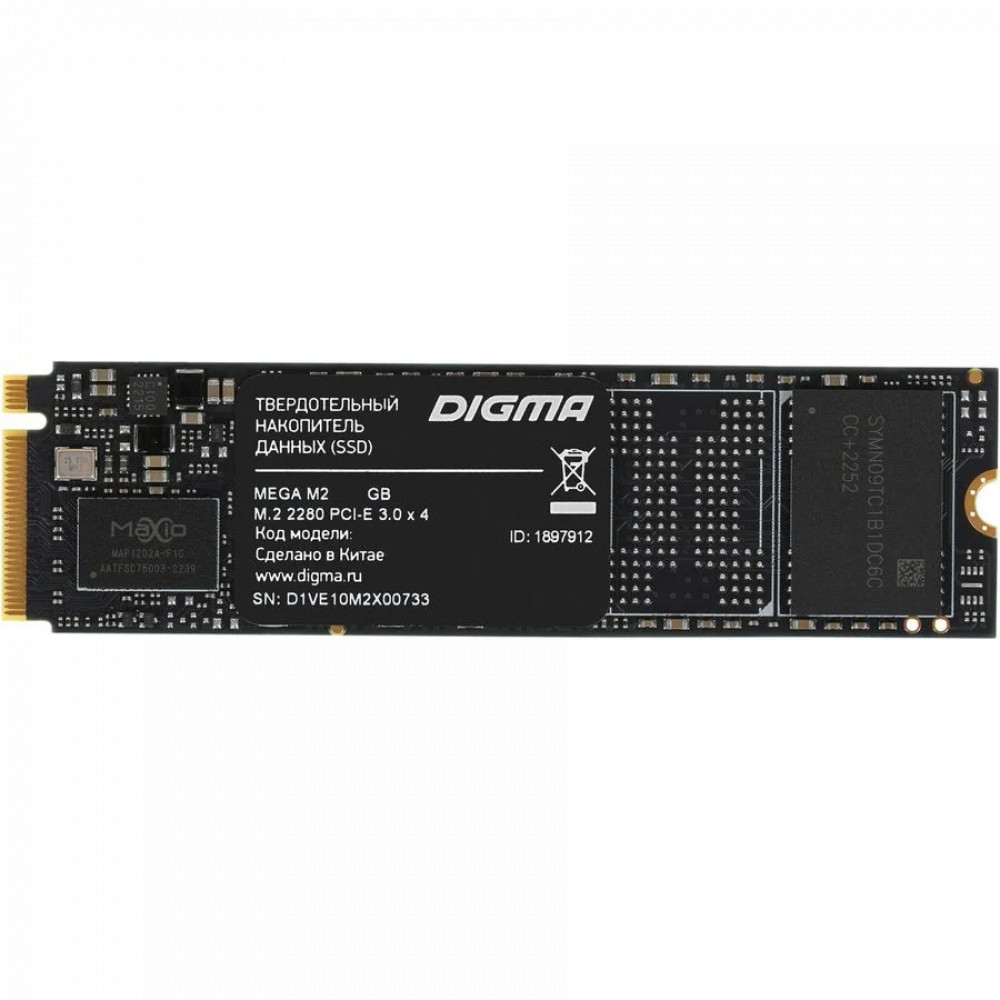 Жесткий диск Digma Mega M2 DGSM3512GM23T SSD (твердотельные), 512 ГБ, M.2, PCIe — фото товара