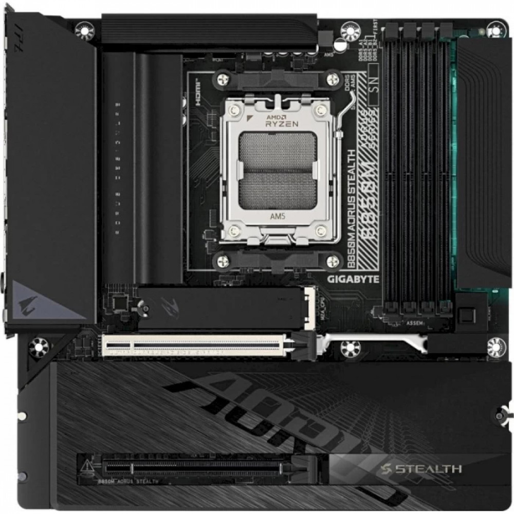 Материнская плата Gigabyte B850M Aorus Stealth rev. 1.0 Micro-ATX, AMD AM5 — фото товара