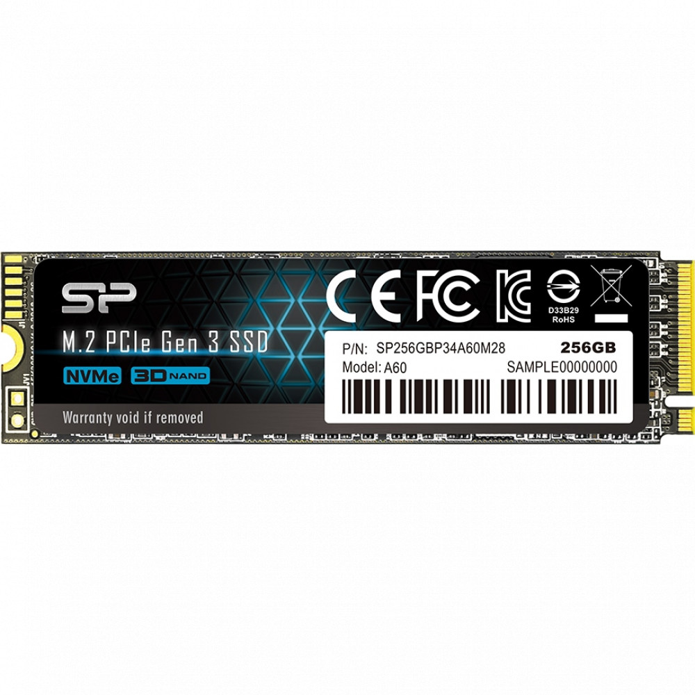 Жесткий диск Silicon Power A60 SP256GBP34A60M28 SSD (твердотельные), 256 ГБ, M.2, PCIe — фото товара
