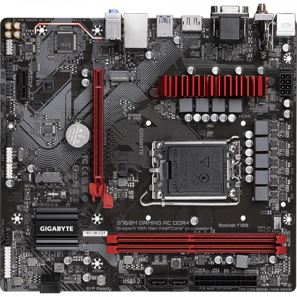 Материнская плата Gigabyte B760M Gaming AC DDR4 B760M GAMING AC DDR4 (REV1.1) Micro-ATX, LGA 1700 - миниатюра 2