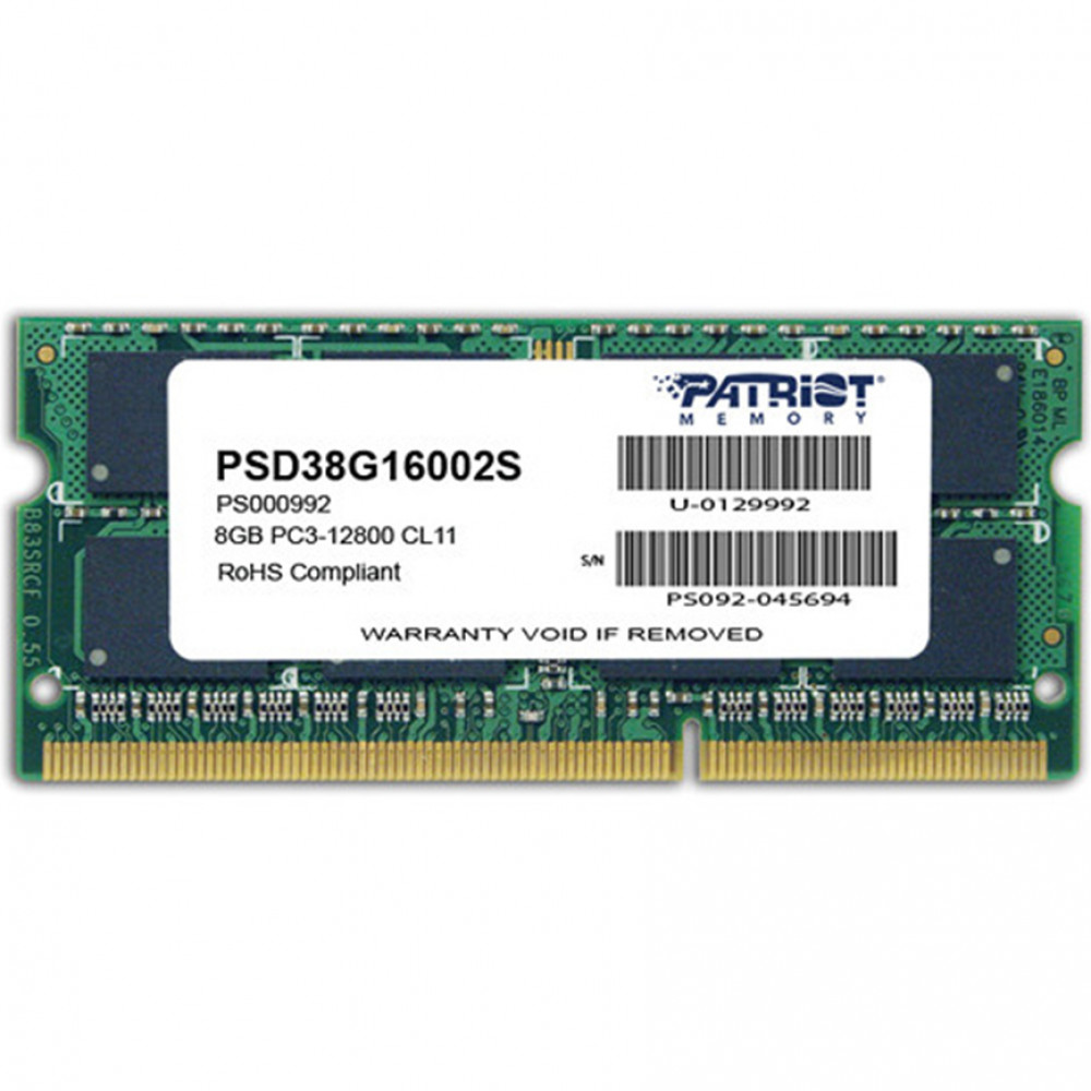 ОЗУ Patriot 8 Гб PSD38G16002S SO-DIMM, DDR3, 8 Гб, 1600 МГц - миниатюра 2