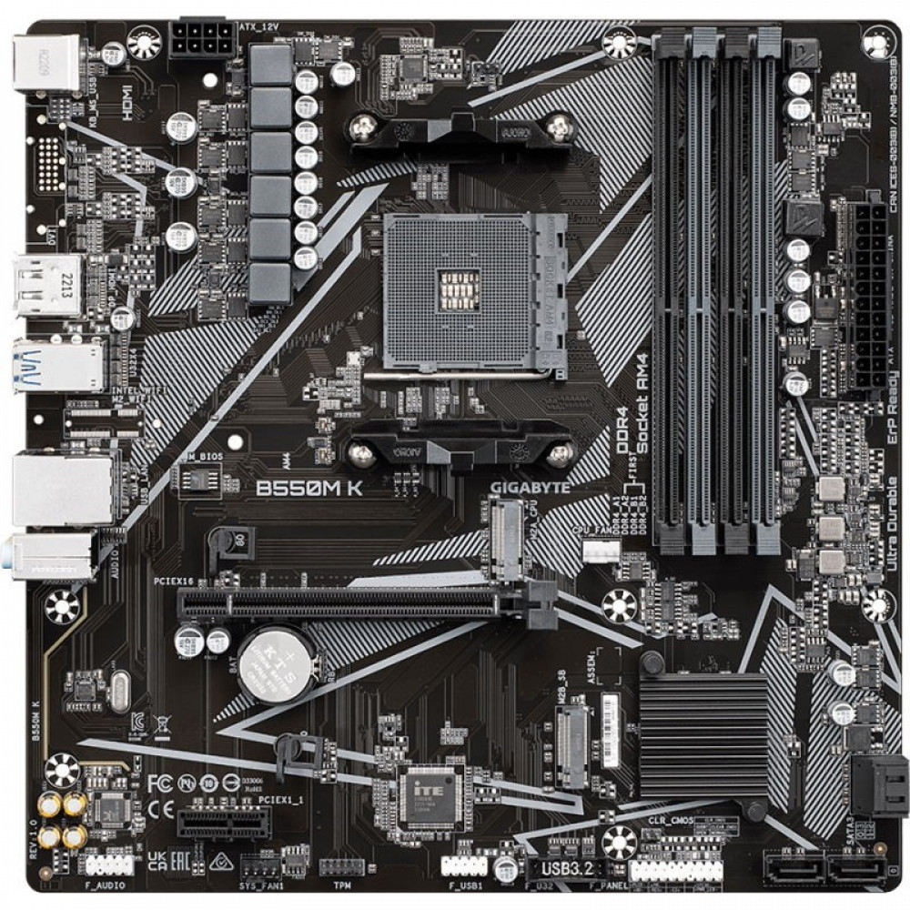 Материнская плата Gigabyte B550M K Micro-ATX, AMD AM4 - миниатюра 2