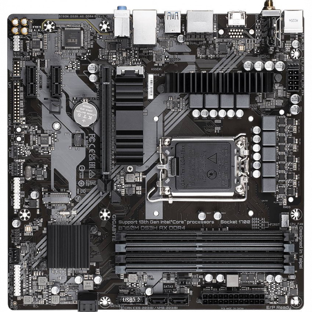Материнская плата Gigabyte B760M DS3H AX DDR4 Micro-ATX, LGA 1700 - миниатюра 4