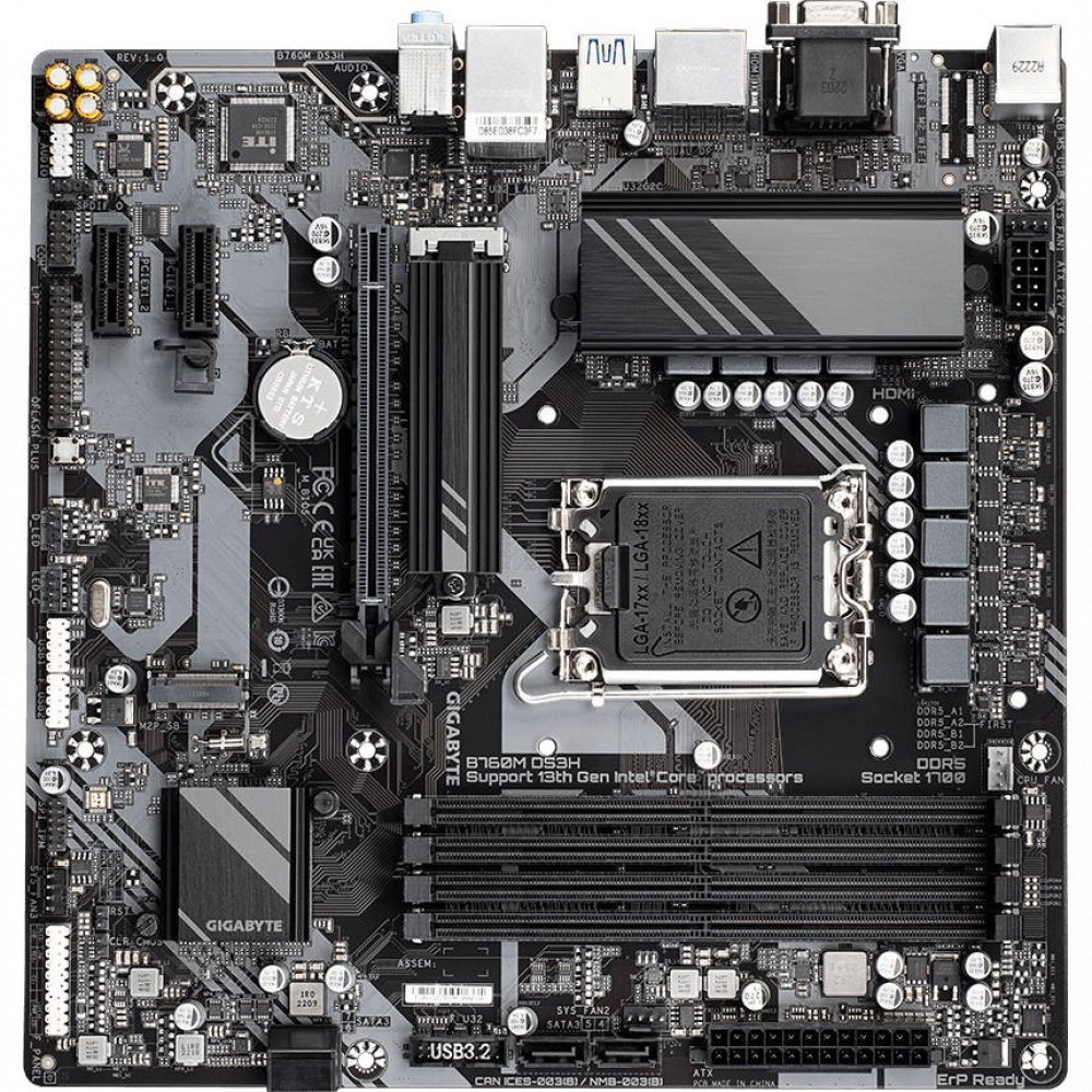 Материнская плата Gigabyte B760M DS3H Micro-ATX, LGA 1700 - миниатюра 4
