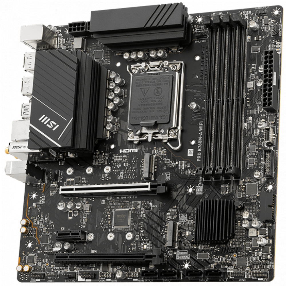 Материнская плата MSI PRO B760M-A WIFI Micro-ATX, LGA 1700 - миниатюра 3