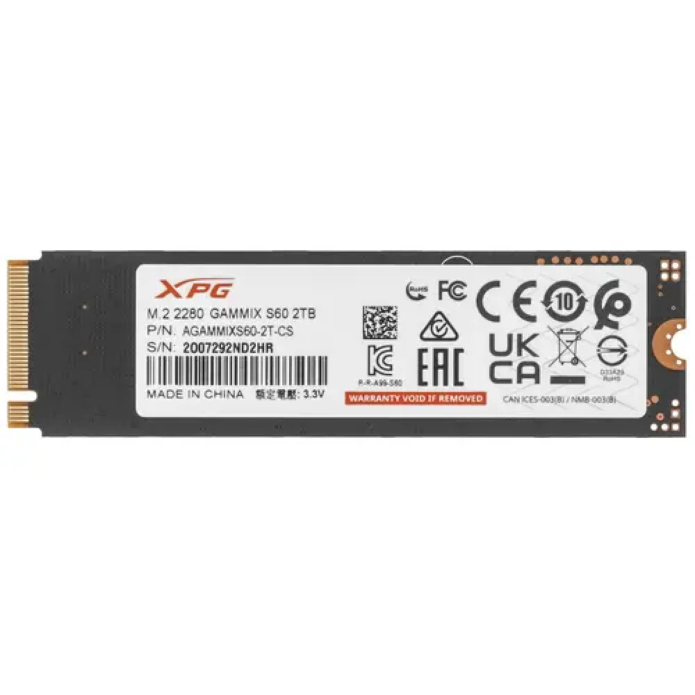 Жесткий диск ADATA XPG GAMMIX S60 BLADE AGAMMIXS60-2T-CS SSD (твердотельные), 2 ТБ, M.2, PCIe — фото товара
