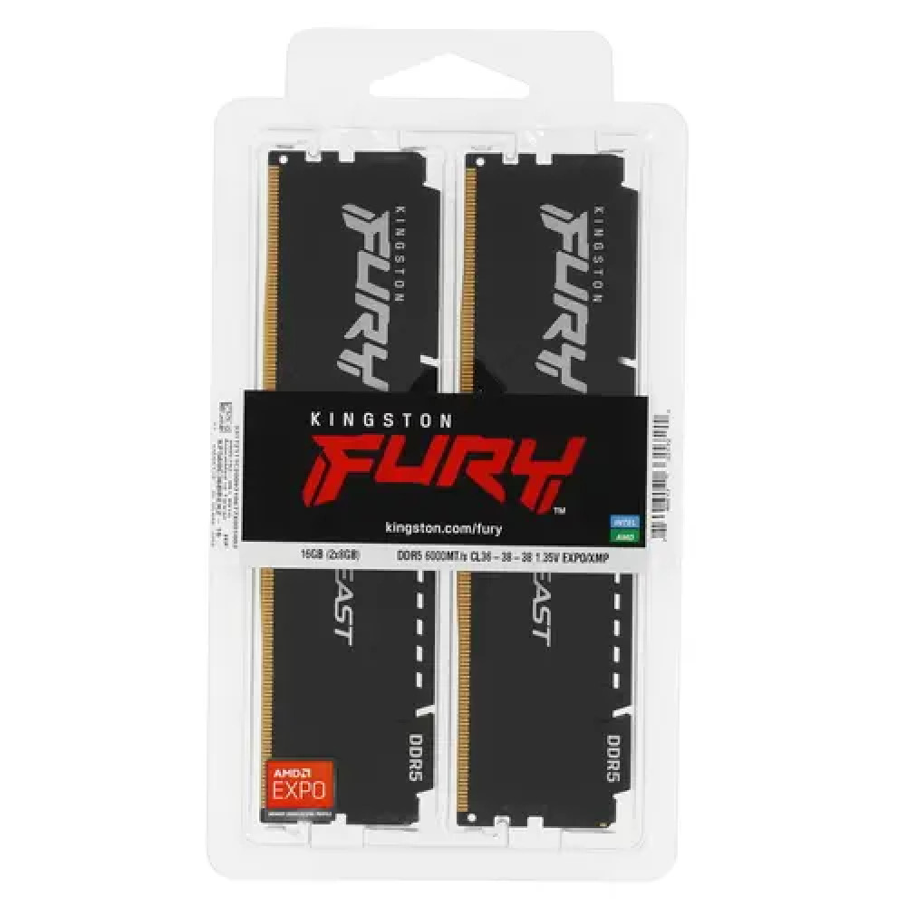 ОЗУ Kingston FURY Beast Black KF560C36BBEK2-16 DIMM, DDR5, 16 Гб (2 х 8 Гб), 6000 МГц - миниатюра 3